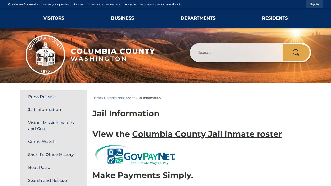 Jail Information | Columbia County, WA - Official Website